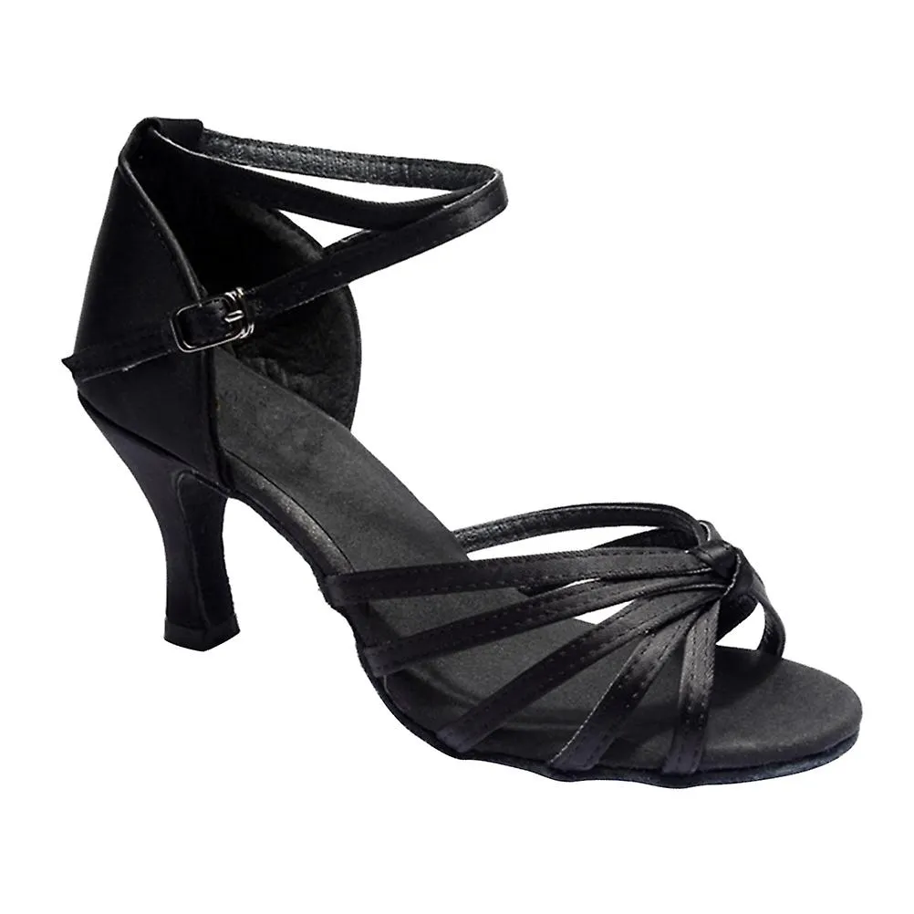 1 Pair of High-heeled Shoes Knotted Strap High Heels Latin Dancing Shoes for Lady - Size 39 (Black)