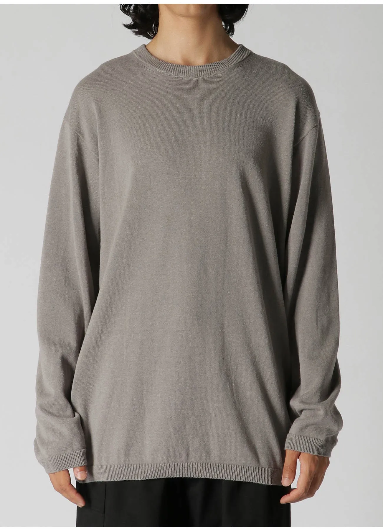 12G PLAIN STITCH ROUND-NECK LONG-SLEEVED KNIT