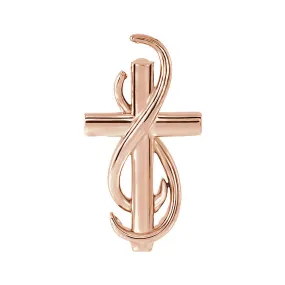 14k Rose Gold Infinity Cross Slide Pendant, 15mm