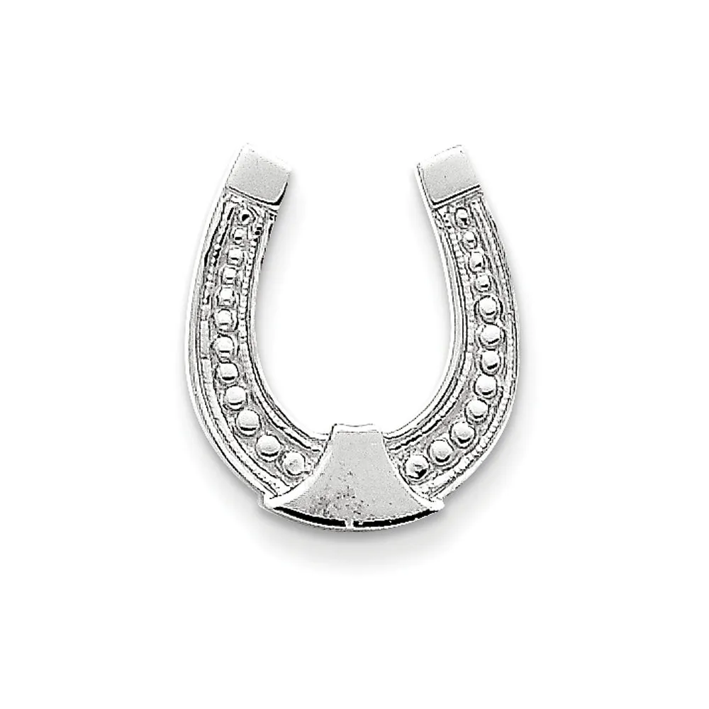 14k White Gold Horseshoe Chain Slide Pendant, 15mm (9/16 inch)