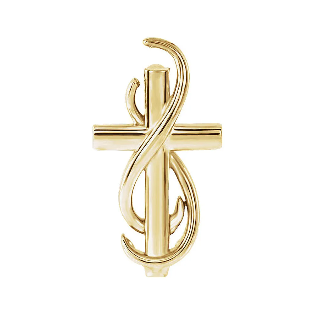 14k Yellow Gold Infinity Cross Slide Pendant, 15mm