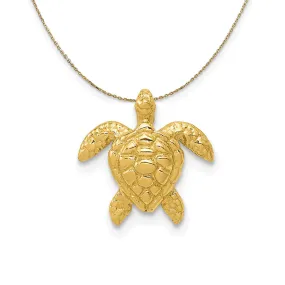 Necklace Slide Sea Turtle Medium 14k Yellow Gold (13mm)