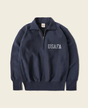 1950s USAFA Reverse Weave Half-Zip Sweatshirt - Navy