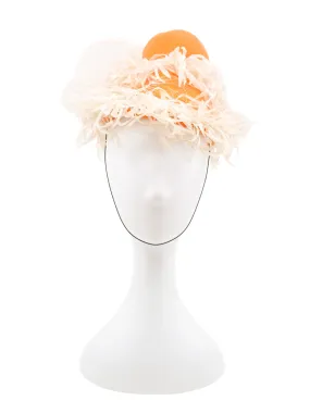 1960s Orange Creamsicle Feather Trim Mini Bell Hat