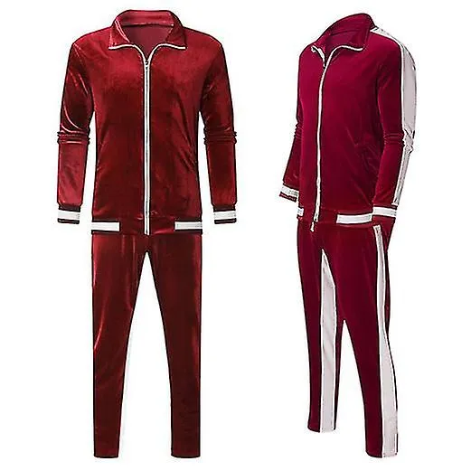 2pcs Mens Tracksuit Sets Sportswear Jogging Bot Sweatsuit Sets