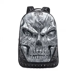 3D Skull Rivet Travel Bag | PU Leather Skull Backpack for Teenagers | 17 Inches Computer Backpacks