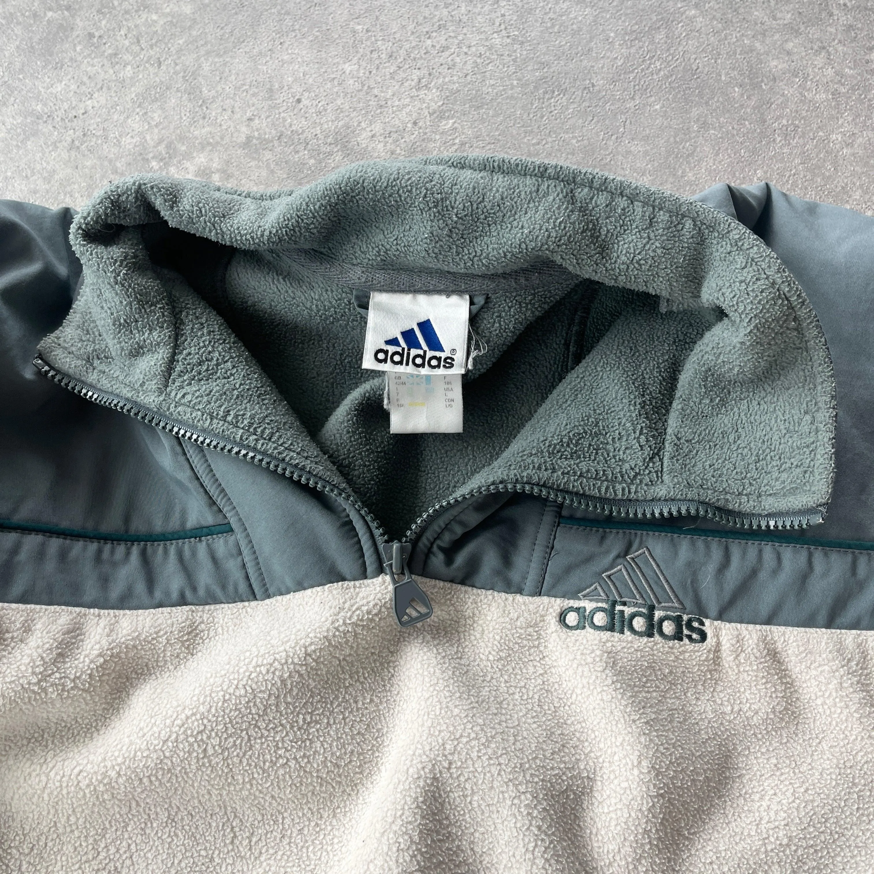 Adidas vintage 1990s 1/4 zip fleece jacket in size Large.