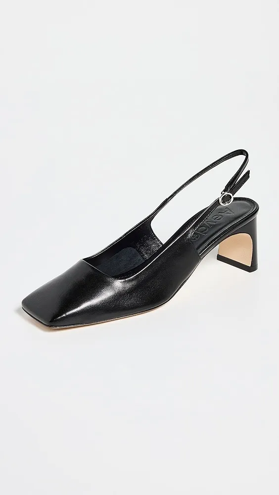 AEYDE   Eliza Nappa Leather Black Heels 