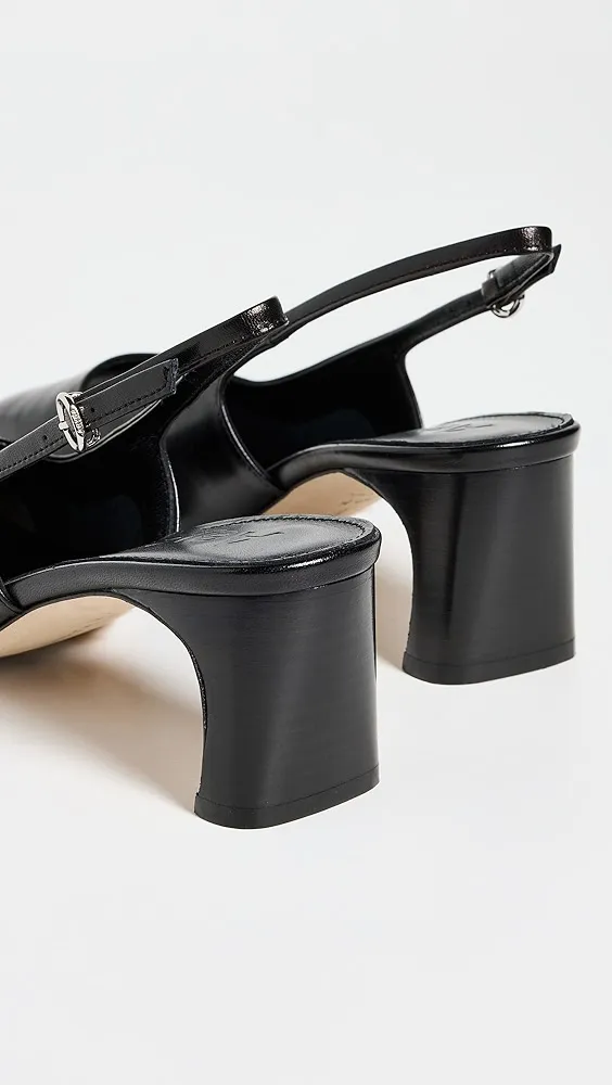 AEYDE   Eliza Nappa Leather Black Heels 