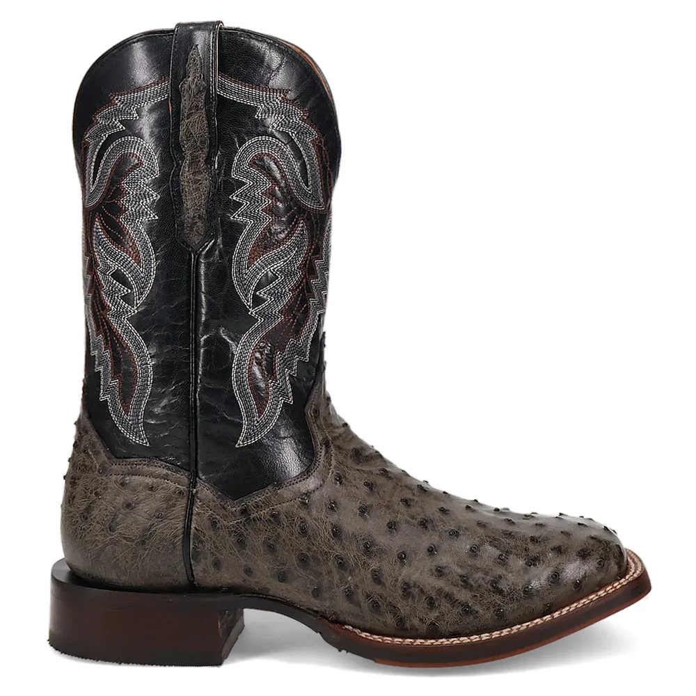 Alamosa Ostrich Embroidered Square Toe Cowboy Boots