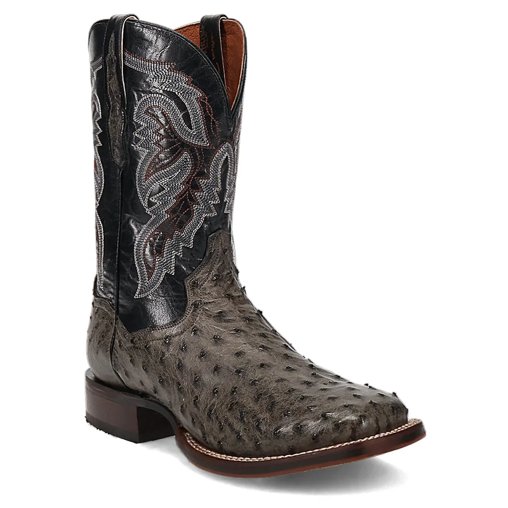 Alamosa Ostrich Embroidered Square Toe Cowboy Boots