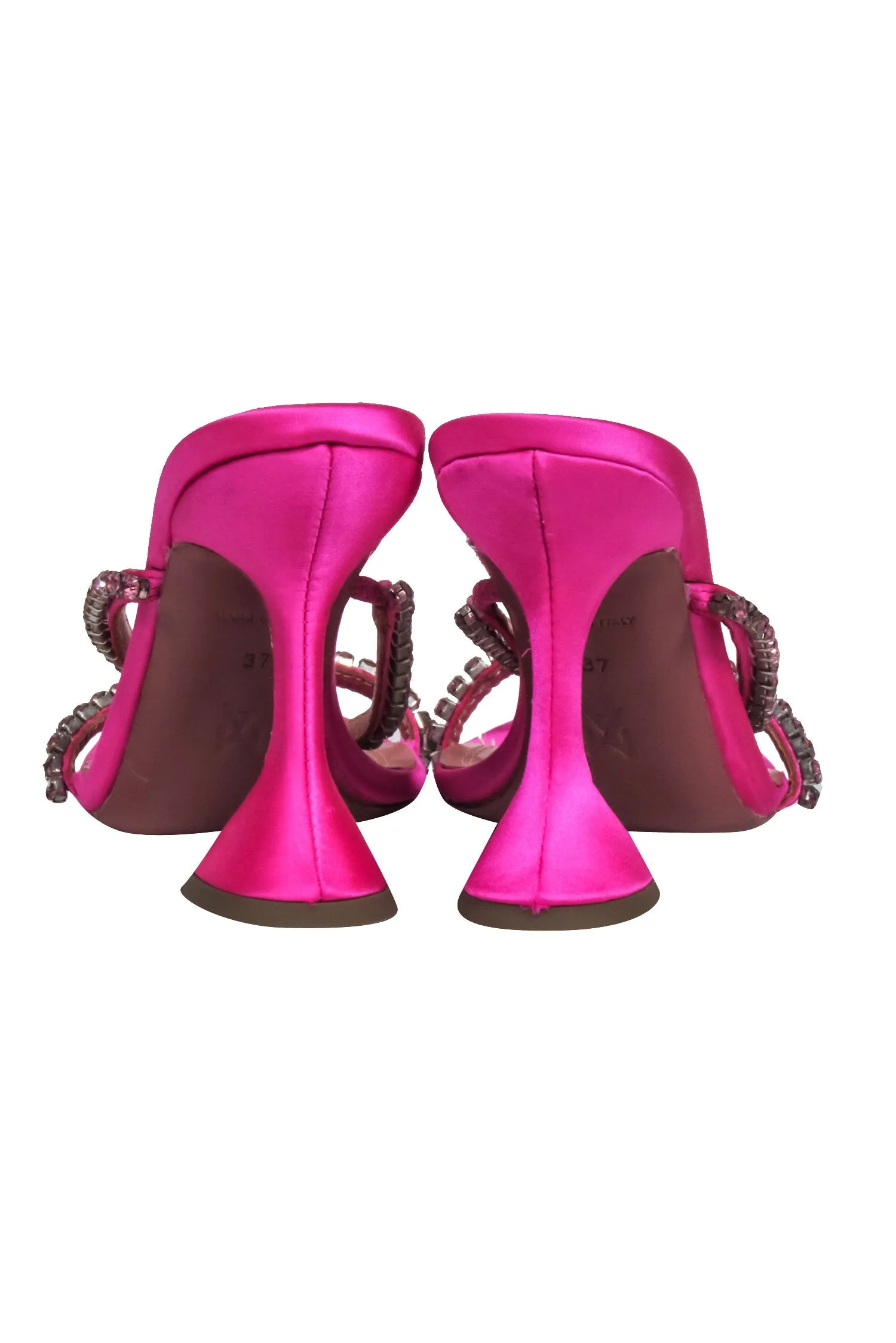 Amina Muaddi - Gilda Hot Pink Jewel Strappy Heels Sz 7