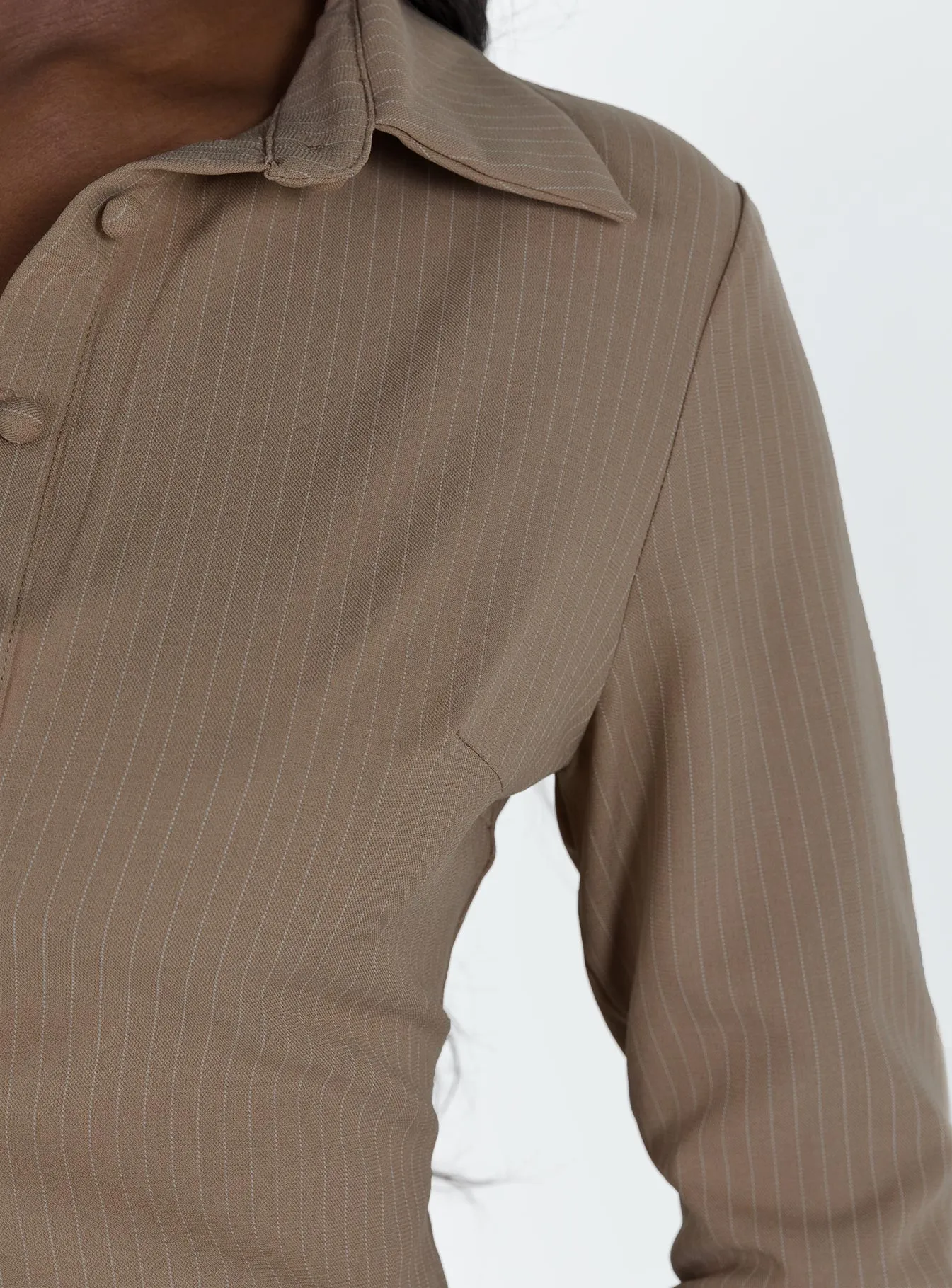 Anni Pinstripe Shirt Beige