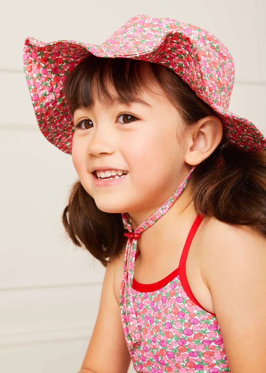 Annie Floral Print Beach Hat in Pink (1-8yrs)