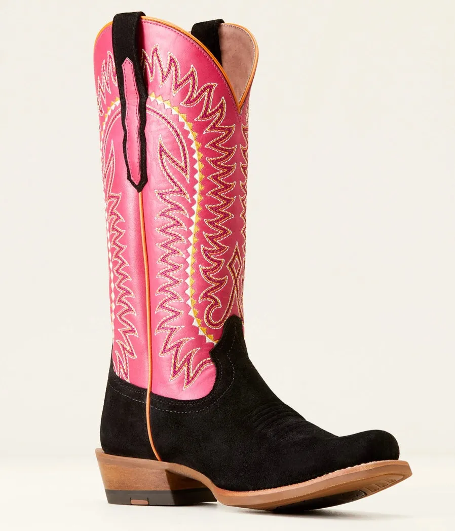 Ariat Women’s Derby Monroe Boot Black Roughout/ Kissable Pink Boot