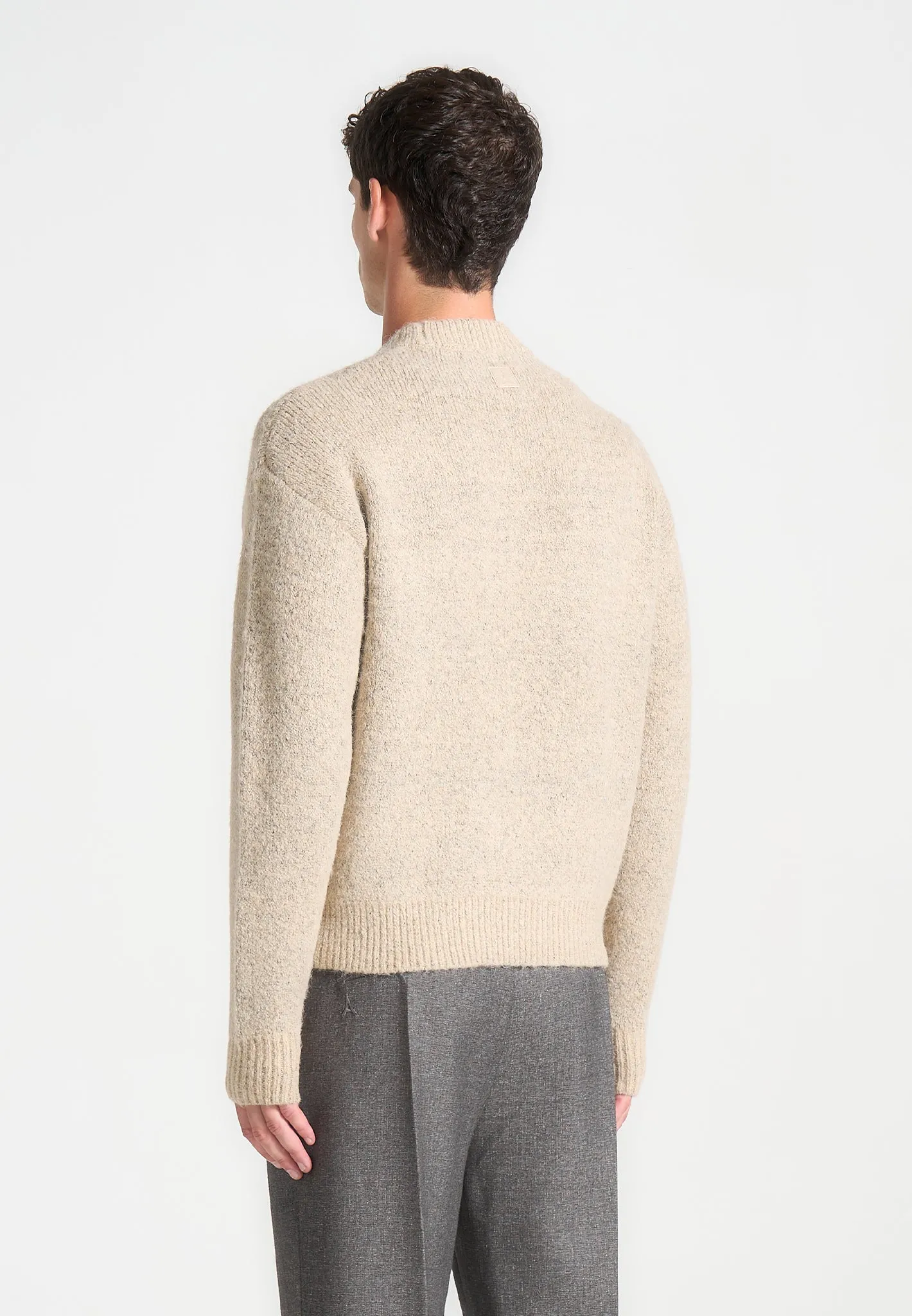 Asymmetric Brushed Wool Knit Jumper - Beige