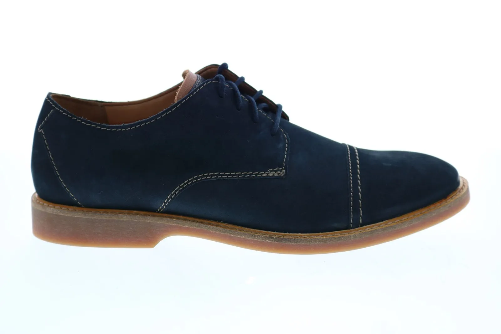 Atticus Cap 26145342 Blue Nubuck Cap Toe Oxfords for Men by Clarks