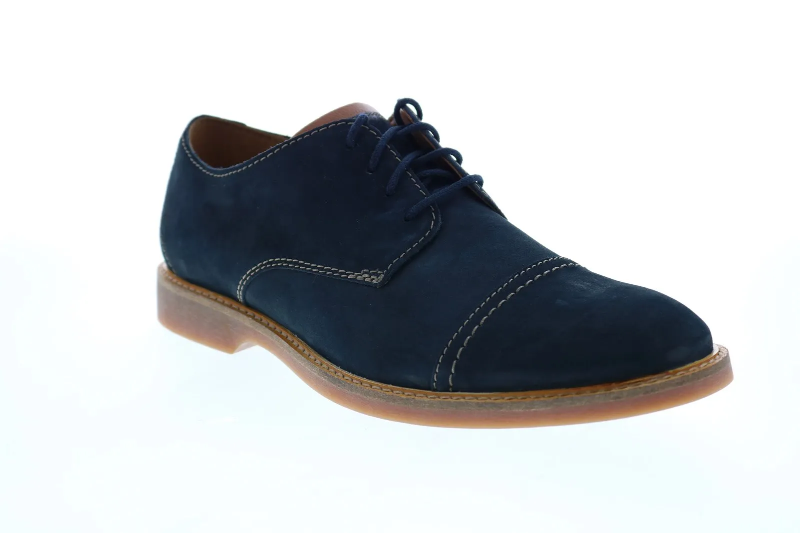 Atticus Cap 26145342 Blue Nubuck Cap Toe Oxfords for Men by Clarks