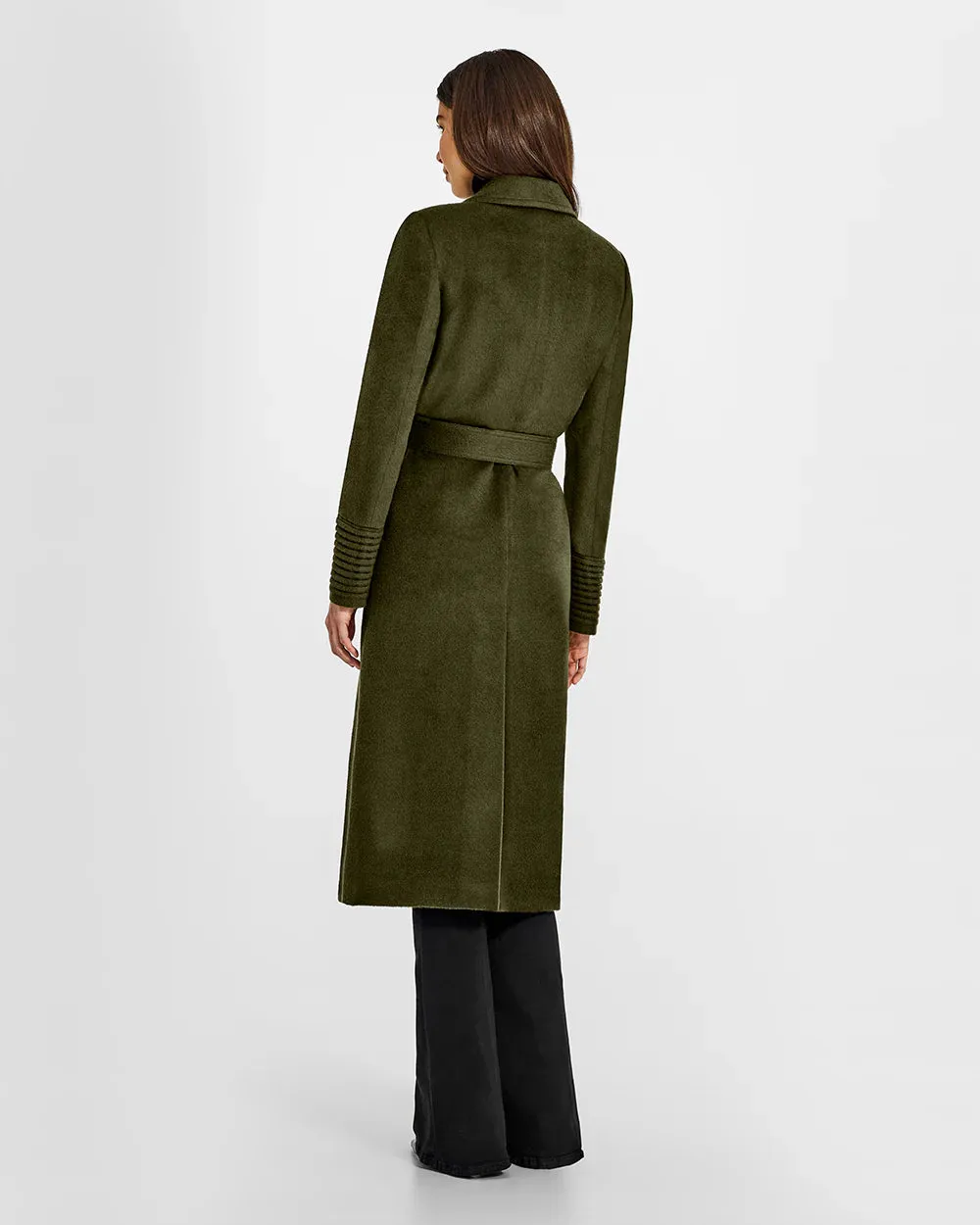 Baby Alpaca Long Wrap Coat with Notched Collar by SENTALER