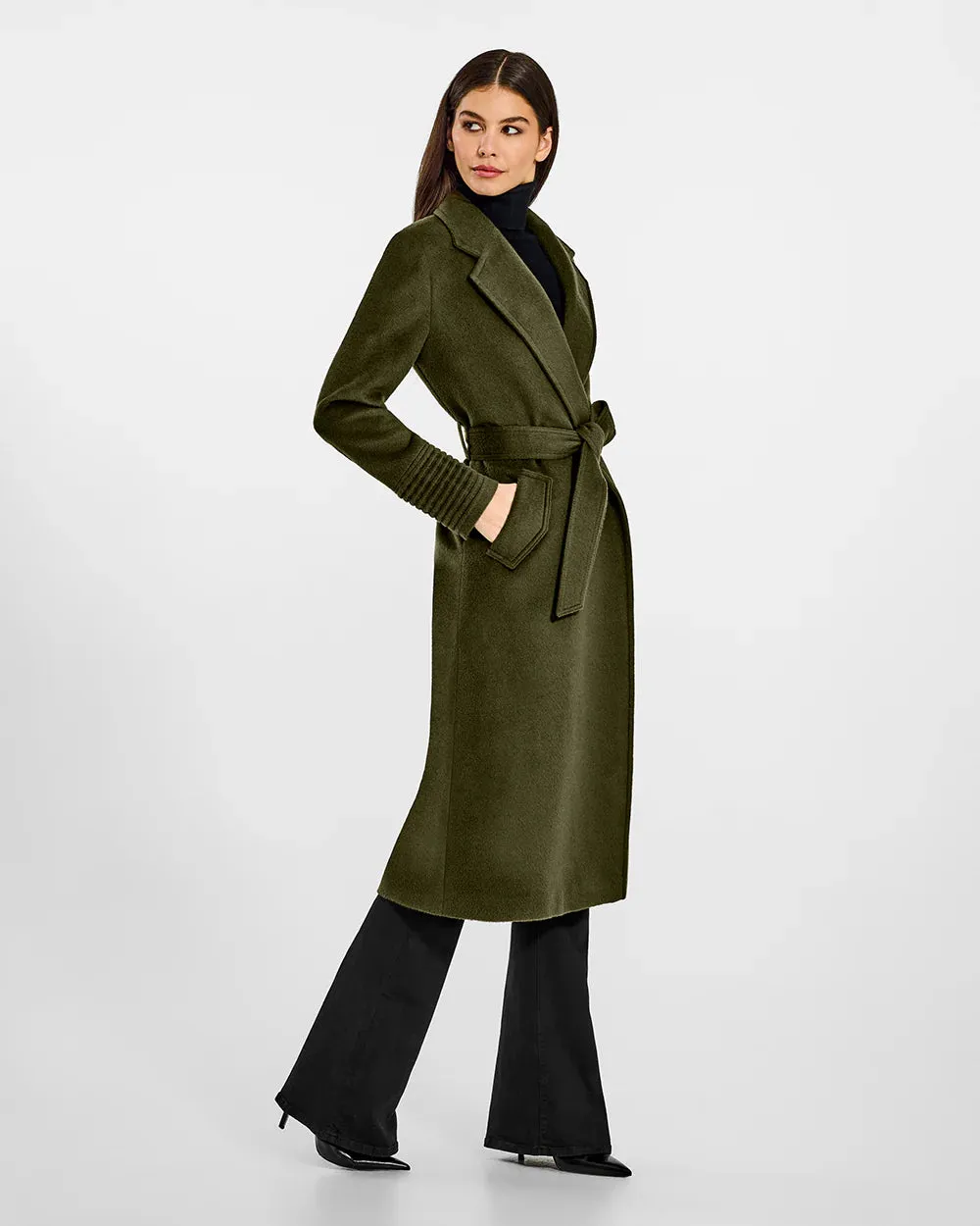 Baby Alpaca Long Wrap Coat with Notched Collar by SENTALER