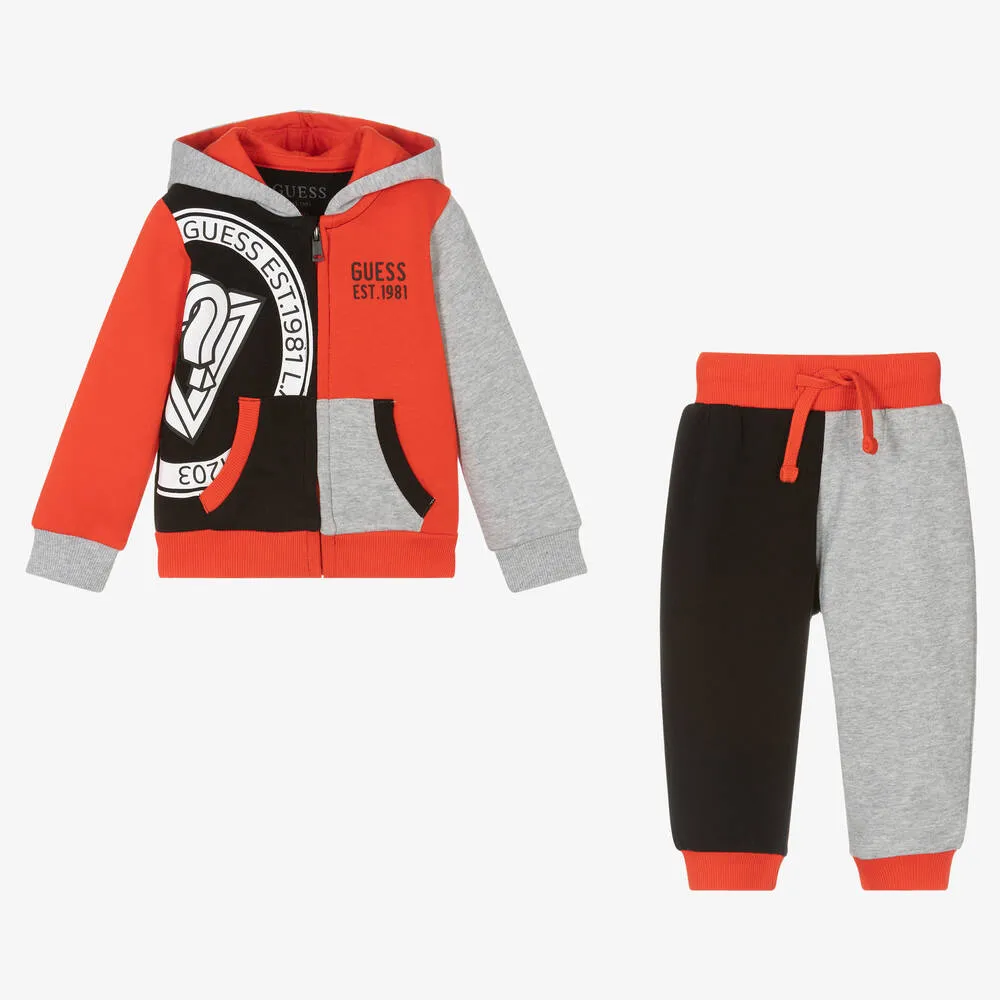 Baby Boys Red Colourblock Tracksuit