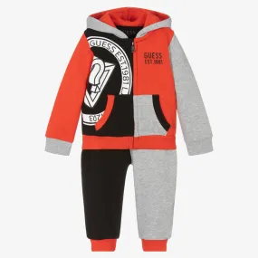 Baby Boys Red Colourblock Tracksuit