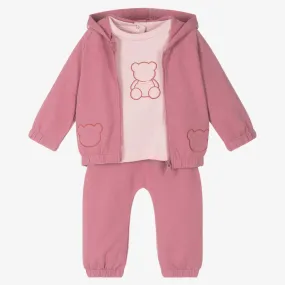 Baby Girls Pink Cotton Tracksuit Set