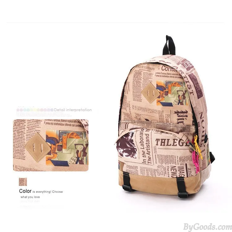 Backpacks featuring World Map & Newspapers print