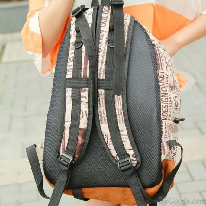 Backpacks featuring World Map & Newspapers print