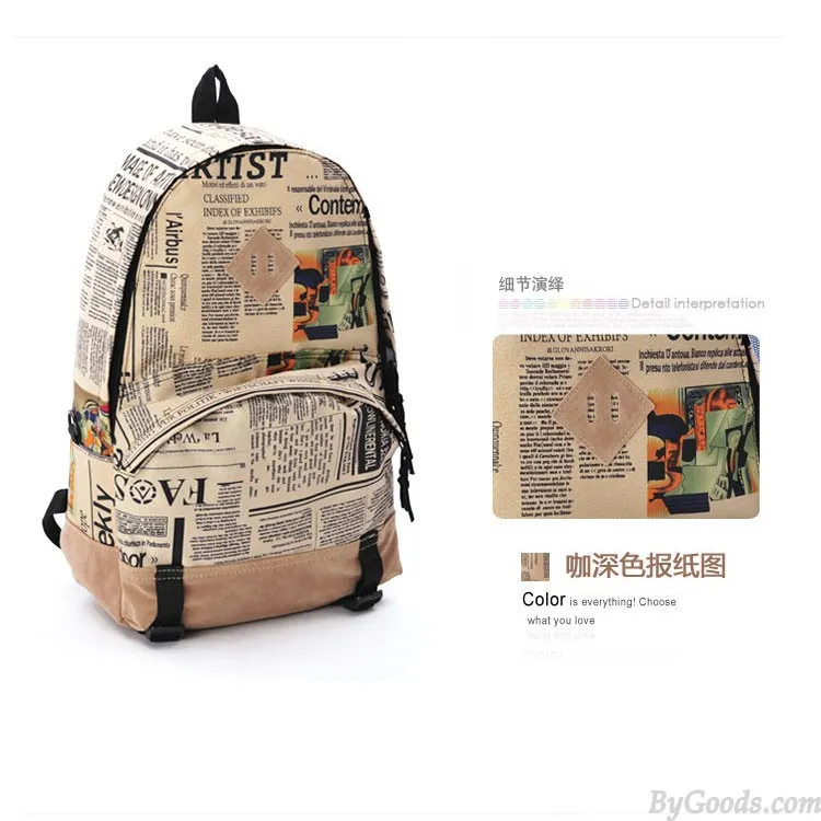 Backpacks featuring World Map & Newspapers print