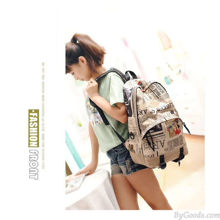 Backpacks featuring World Map & Newspapers print