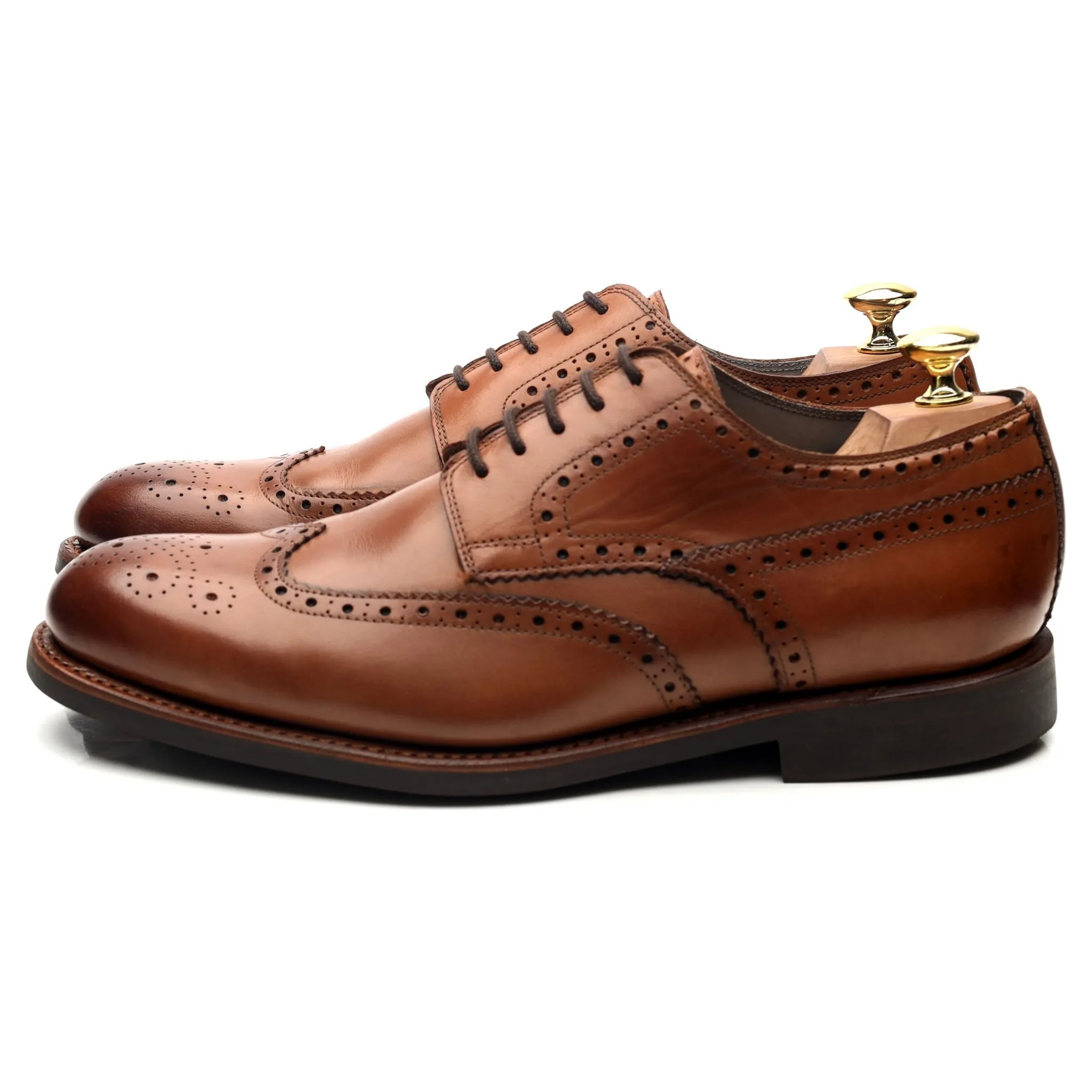 'Bath' Tan Brown Leather Derby Brogues UK 8 F