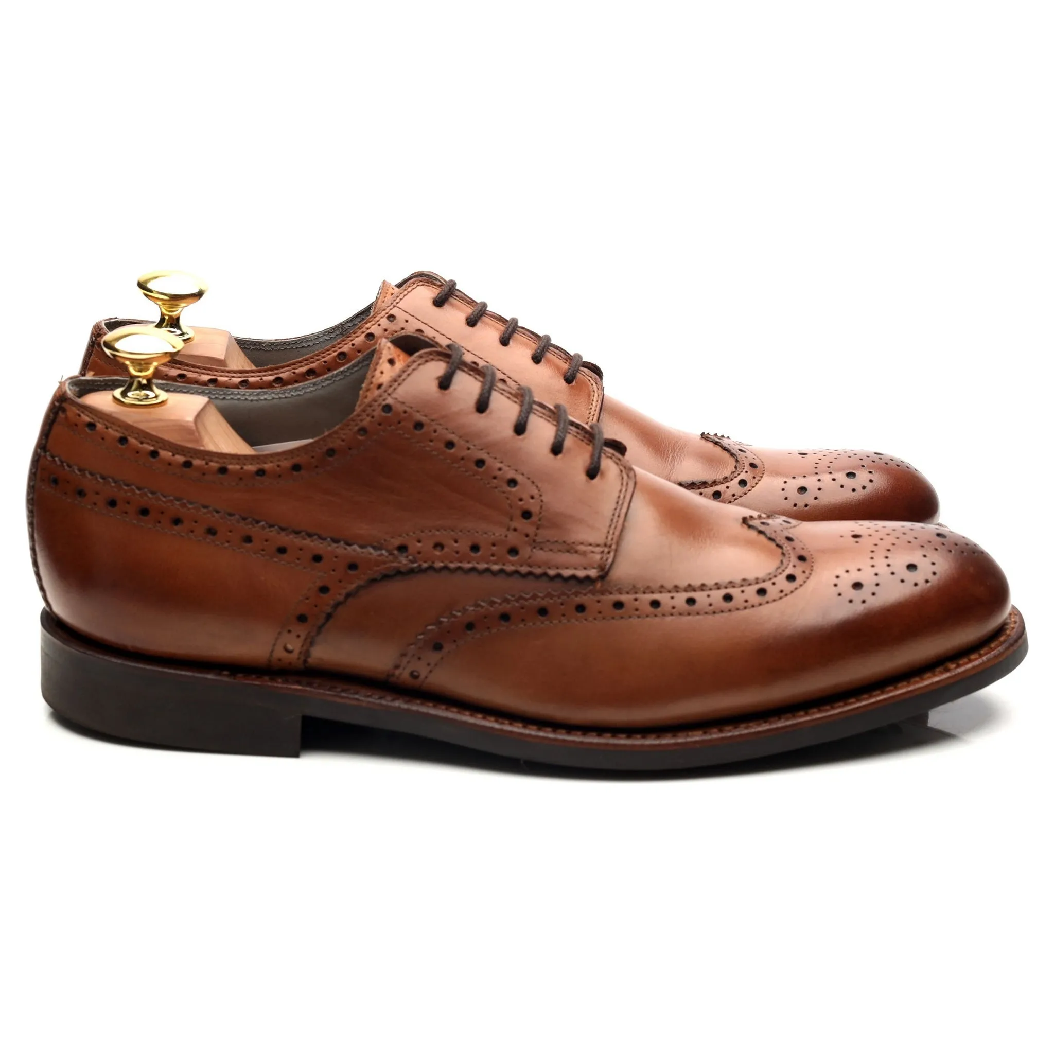 'Bath' Tan Brown Leather Derby Brogues UK 8 F