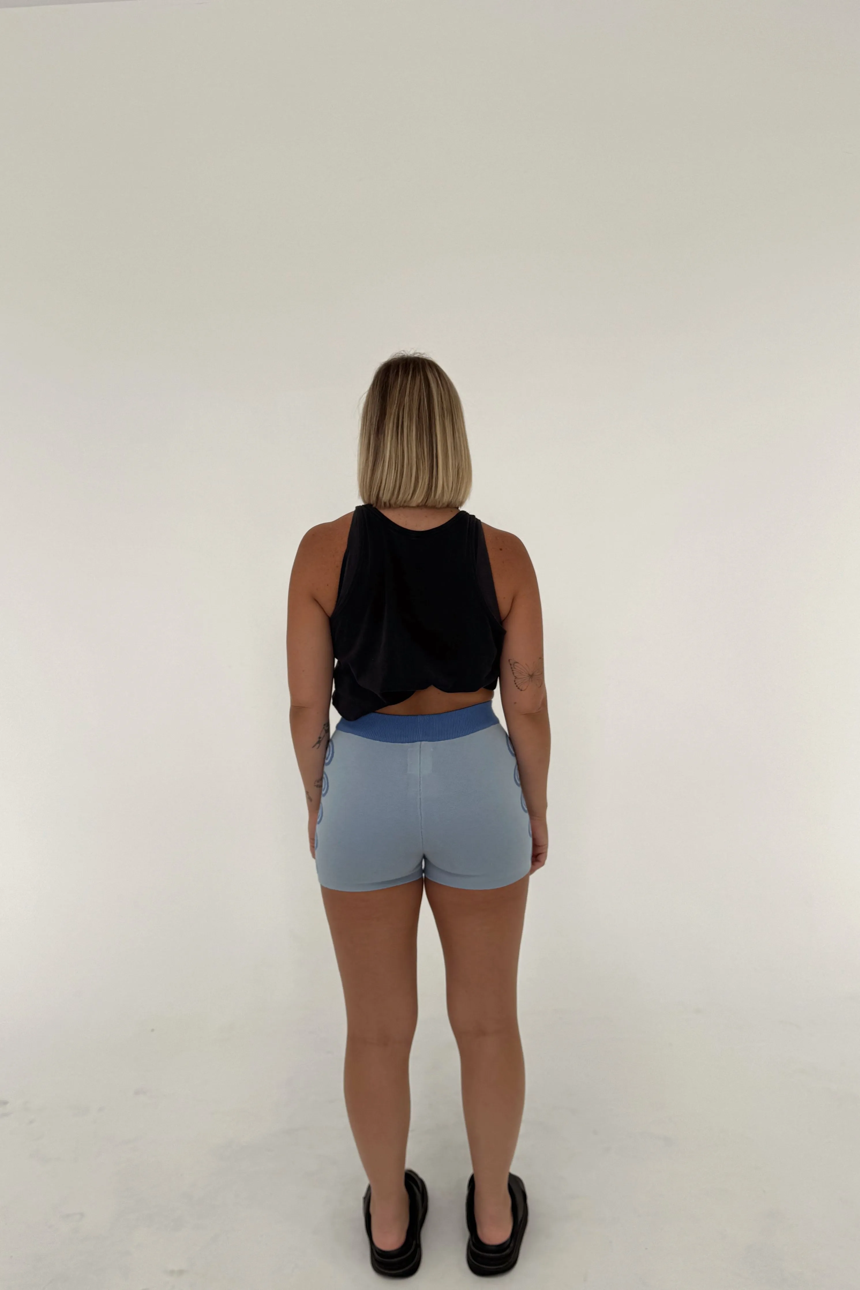 BB womens knit shorts - light blue/blue