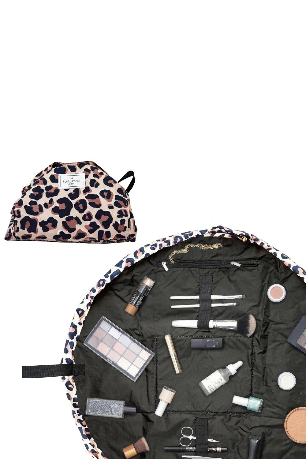 Beauty Tools | XXL Leopard Open Flat Makeup Bag | The Flat Lay Co