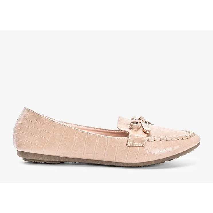 Chic Beige Moccasins with Miriam Crocodile Skin Design