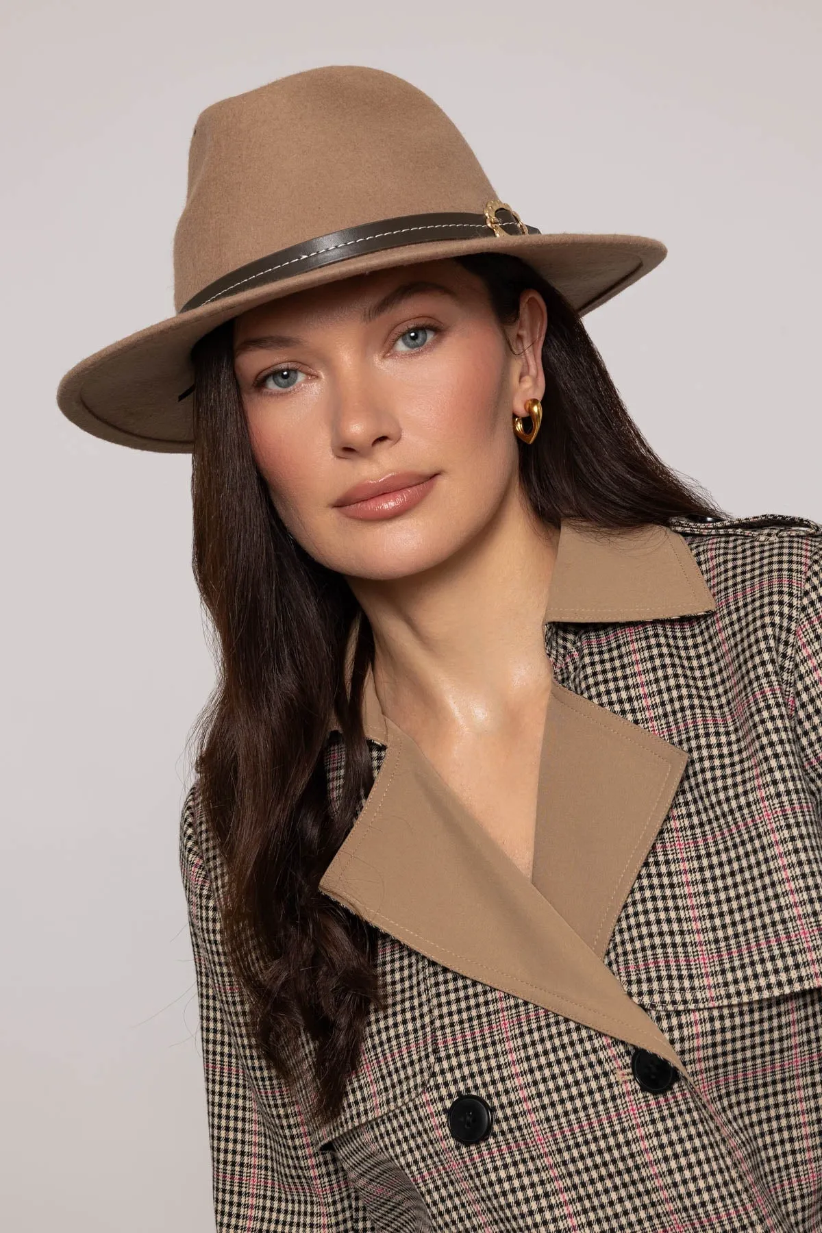 Beige Wool Fedora Hat