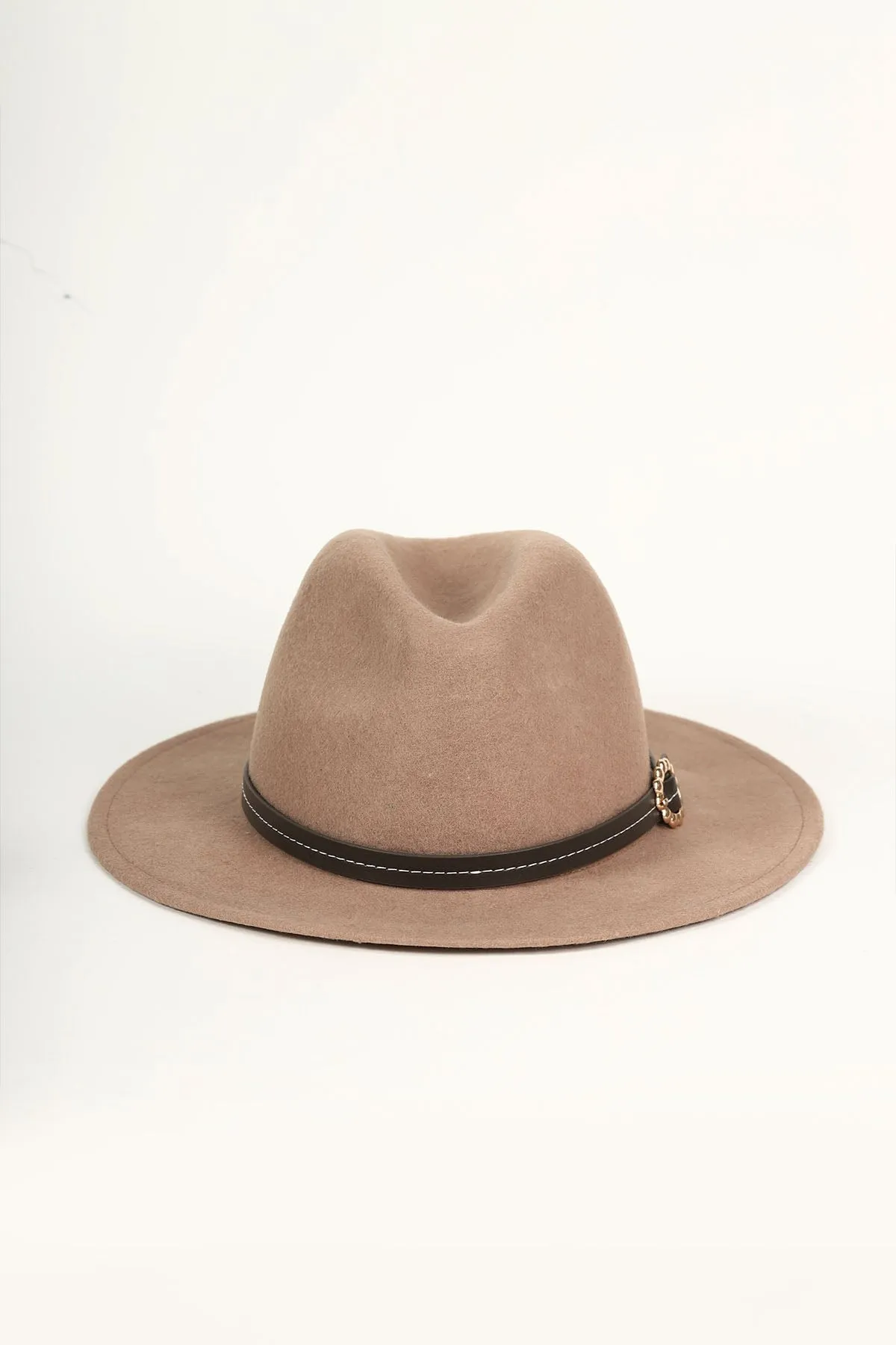 Beige Wool Fedora Hat