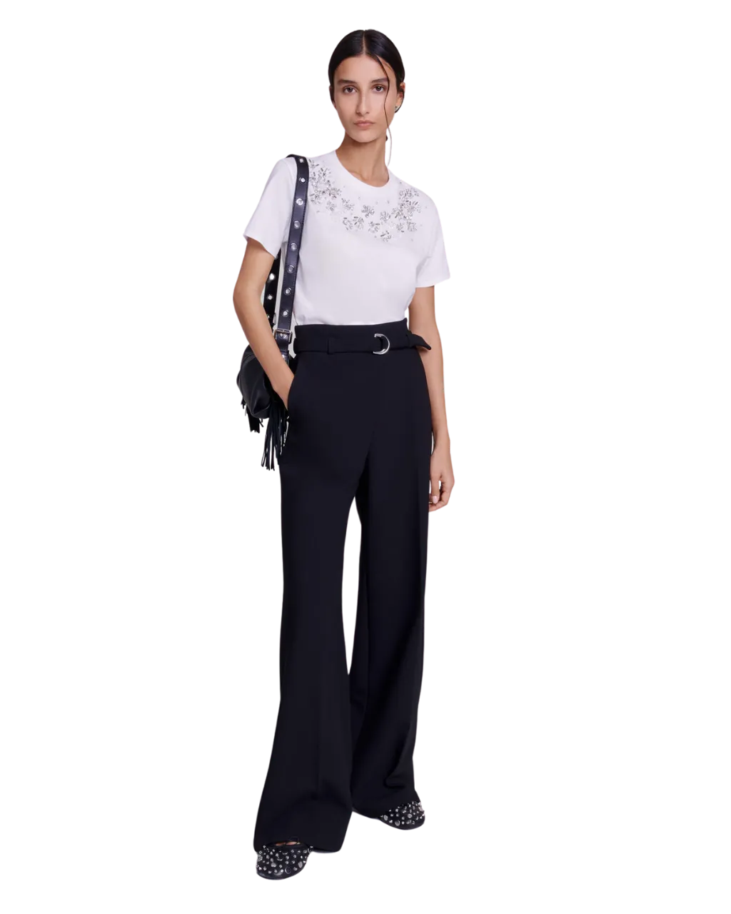 Belted Wide-Leg Pants