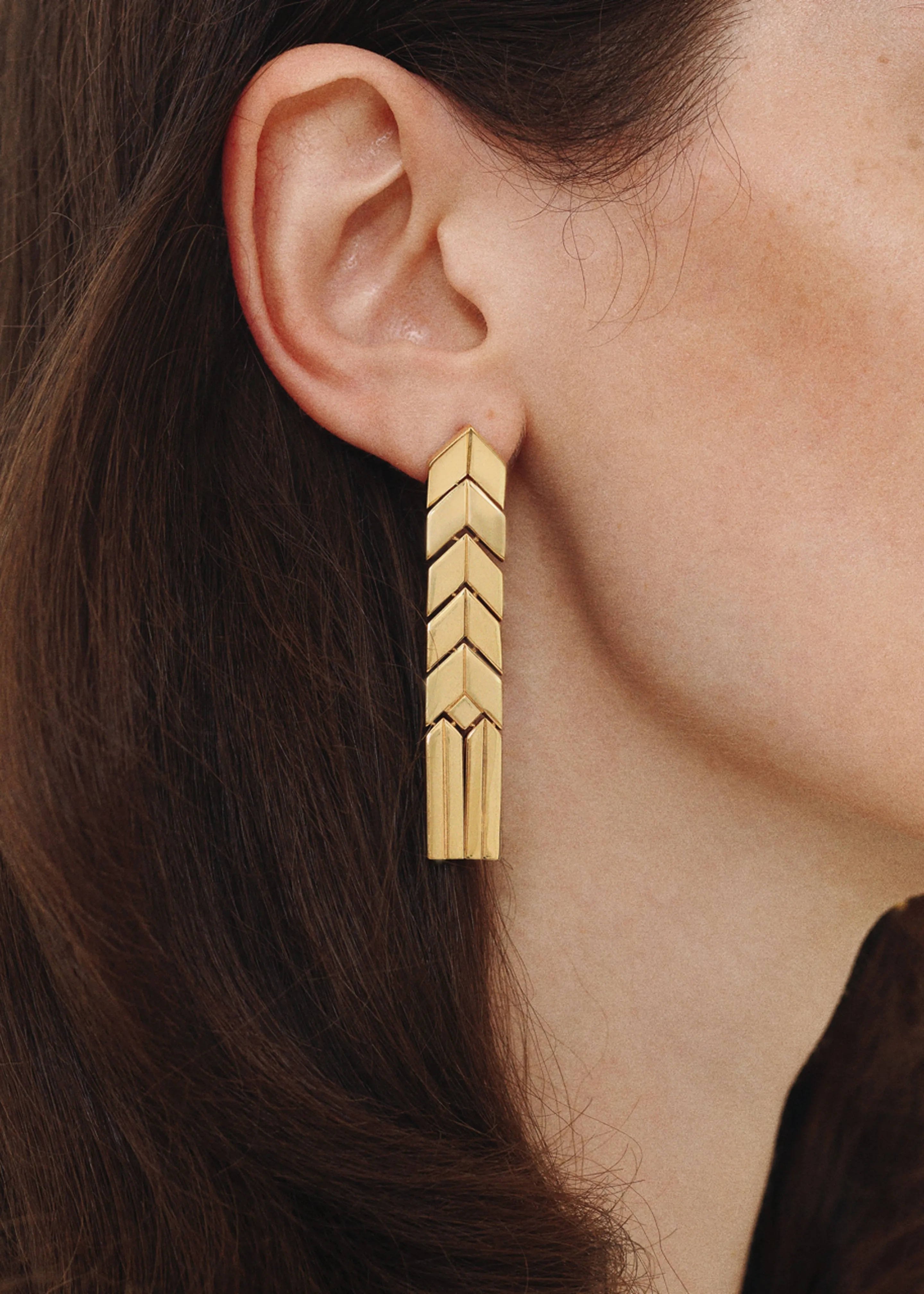 Bevza Flat Spikelet Earrings - Gold