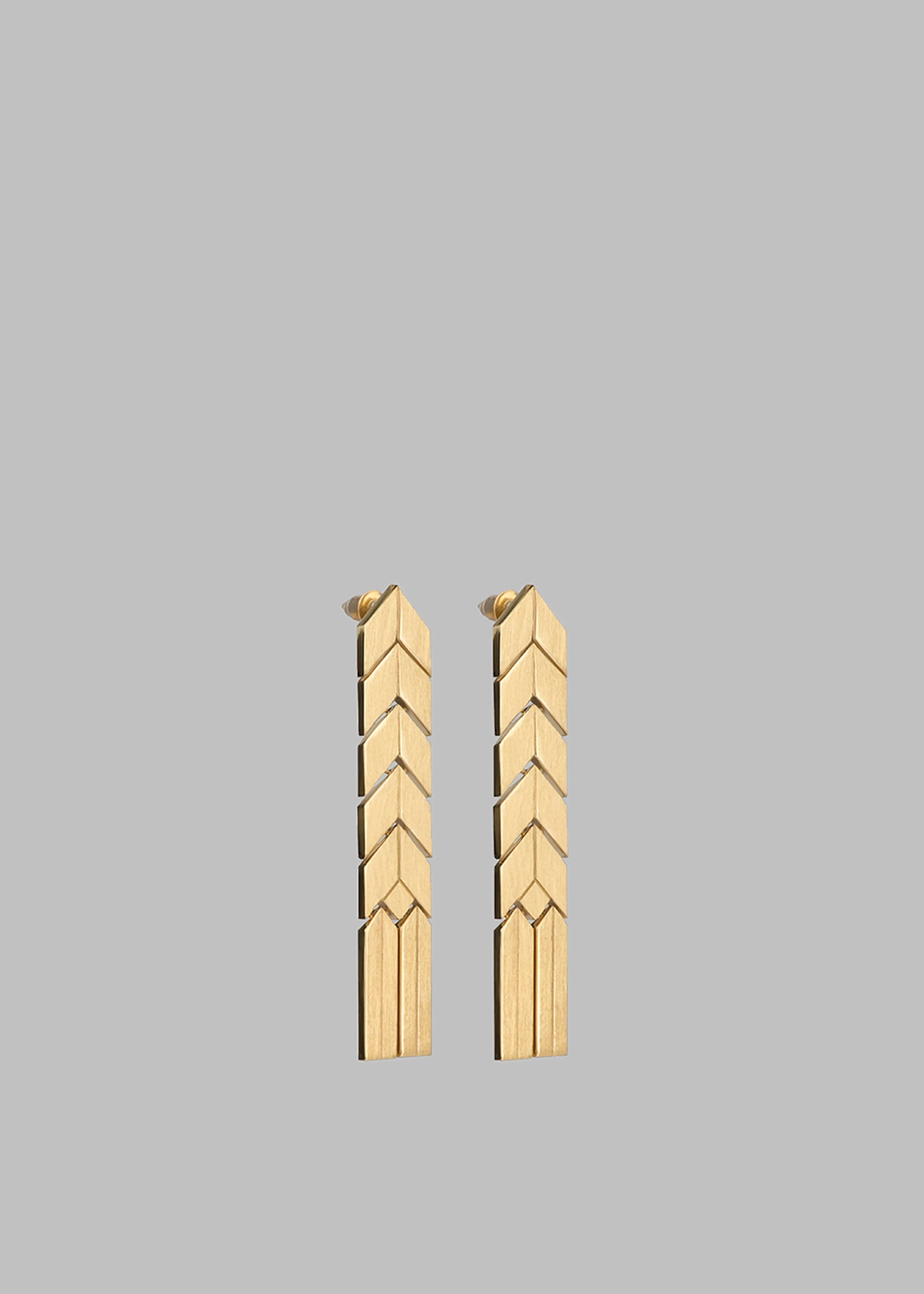 Bevza Flat Spikelet Earrings - Gold