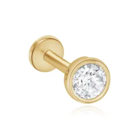 Bezel Cubic Zirconia Flat Back Stud