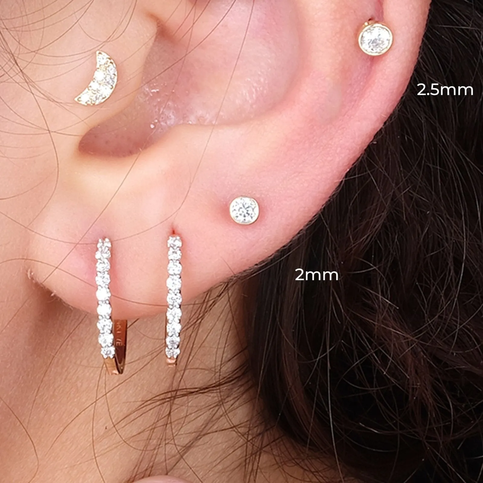 Bezel Cubic Zirconia Flat Back Stud