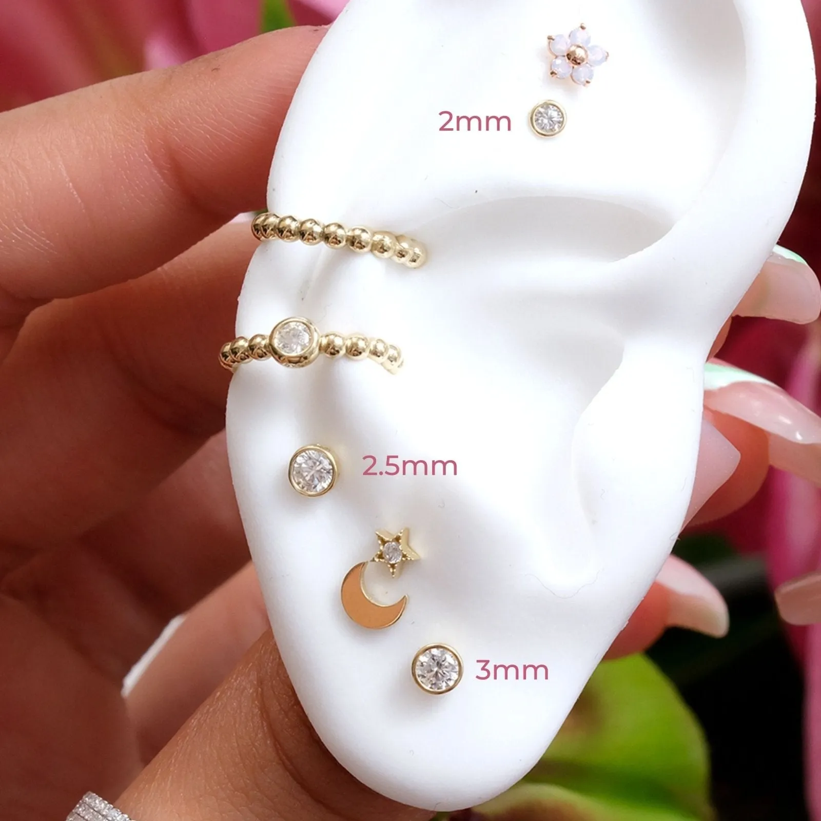 Bezel Cubic Zirconia Flat Back Stud