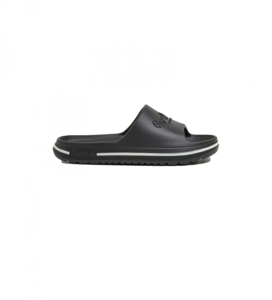 Black beach slides sandals