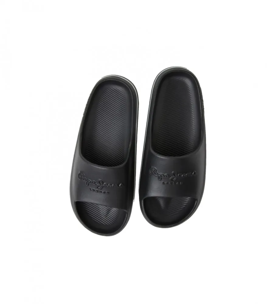 Black beach slides sandals