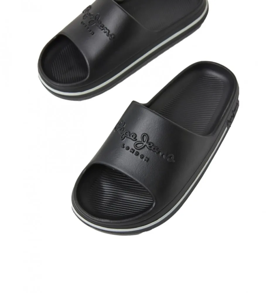 Black beach slides sandals