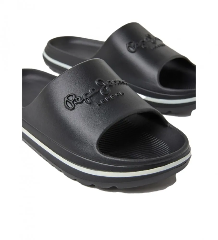 Black beach slides sandals