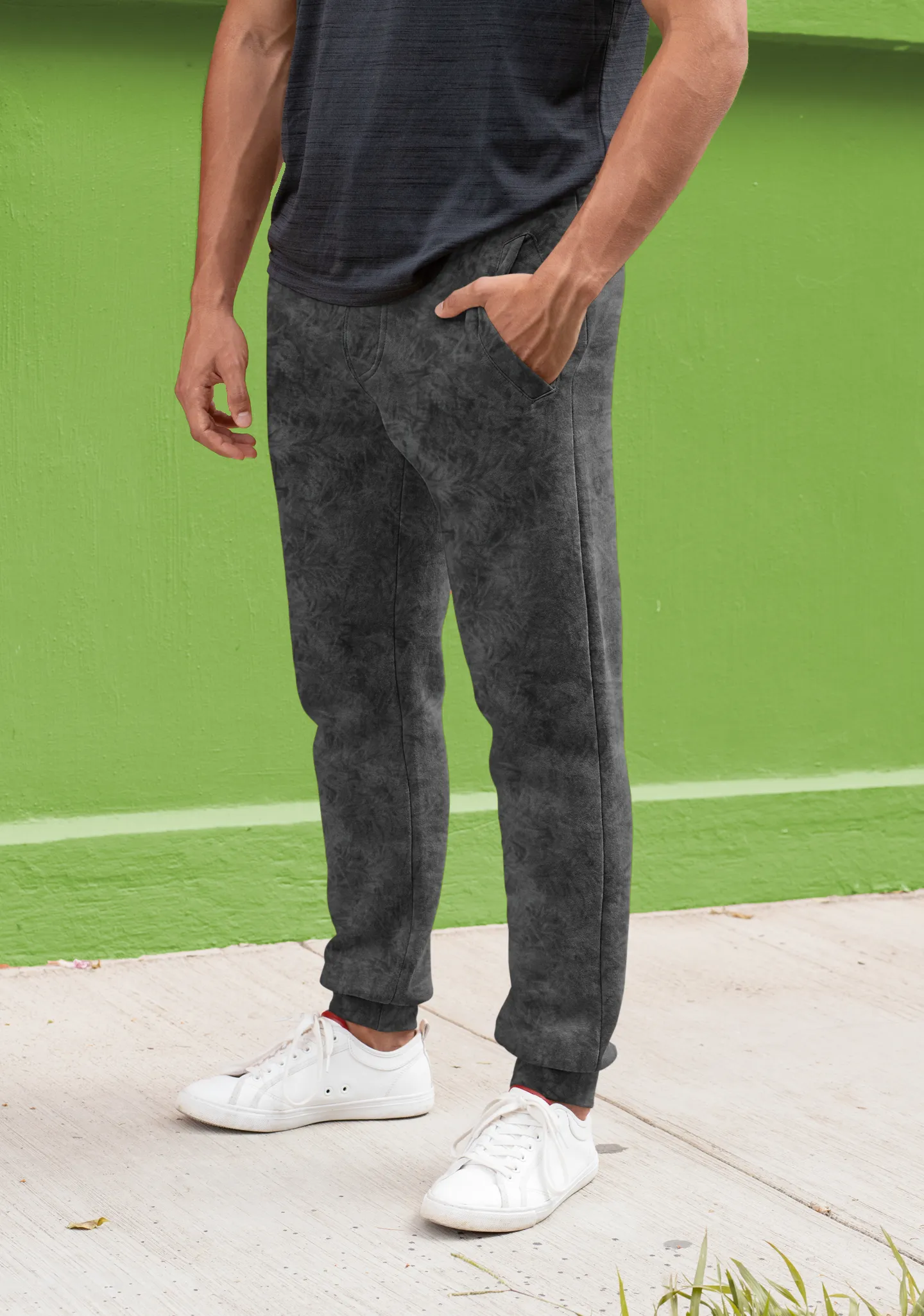 Black Cat Fur Print Men's Slim Fit Joggers