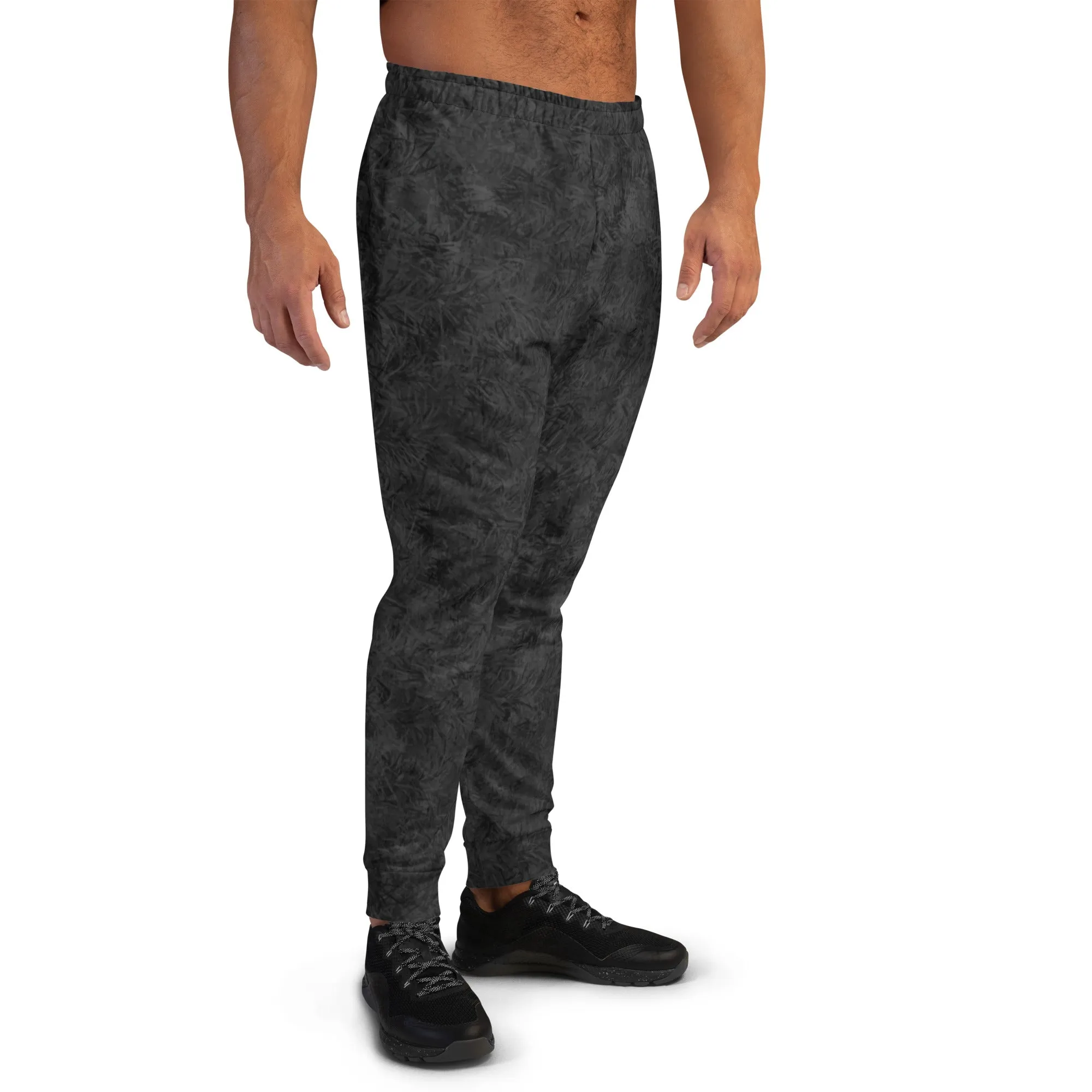 Black Cat Fur Print Men's Slim Fit Joggers